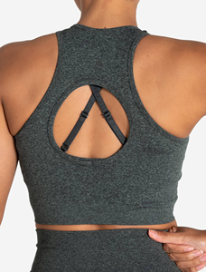 Venta al por mayor OEM: Tops de gimnasio tipo racerback, ropa de entrenamiento, tops de tirantes acanalados de algodón para mujer, ropa urbana personalizada con bordado para mujer - Product Image 5