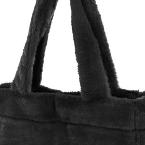 Zeta Phi Beta Fur Tote Bag Black Womens Greek Letter <b>Handbag</b> Plush Carryall Sorority Accessory Stylish Shoulder Bag - Product Image 3