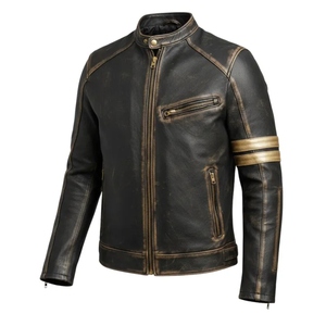 Custom Men's Vintage <b>Leather</b> Motorcycle <b>Jacket</b> Genuine Cowhide Biker <b>Jacket</b> <b>Retro</b> Racing <b>Leather</b> <b>Jacket</b> OEM ODM - Product Image 2