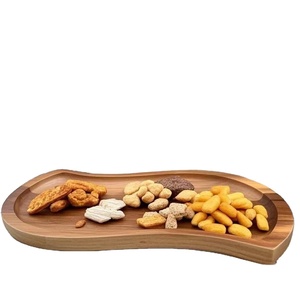 Hot selling long organic wooden serving <b>tray</b> natural wood <b>snack</b> platter modern irregular shape <b>tray</b> for kitchen dining table use - Product Image 1
