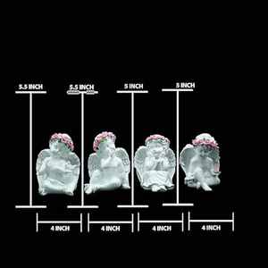 Ensemble de figurines d'anges artisanales avec sculptures de chérubins sereins, couronnes florales, art décoratif spirituel pour la maison, la fenêtre ou l'étagère - Product Image 3