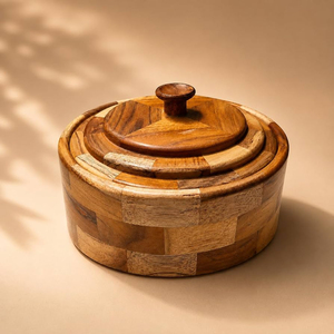 Handcrafted Wooden Tortilla Box with Petal Carved Lid Premium Roti Casserole & Insulated <b>Food</b> <b>Server</b> for Kitchen Storage - Product Image 3