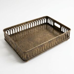 Bandeja de Consola de Latón Antiguo Hecha a Mano de 46 cm, Rampa de Altura Completa con Perforaciones, Riel de Galería, Bandeja Decorativa para el Hogar, ¡Venta Caliente! - Product Image 3