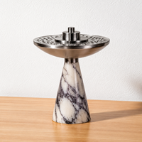 Brûleur d'encens Bakhoor de table haut de gamme en acier inoxydable vintage, base indienne noire veinée or, parfum de charbon