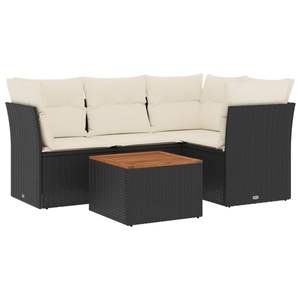 Conjunto de Muebles de Jardín de 5 Piezas, Sofá Modular de Ratán Sintético Negro, Colección de Muebles de Jardín - Product Image 2
