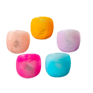 Unisex Geometric Personality Exaggerated Acrylic <b>Resin</b> Lucite Colorful Gradient <b>Ring</b> Fashion Jewelry - Product Image 2