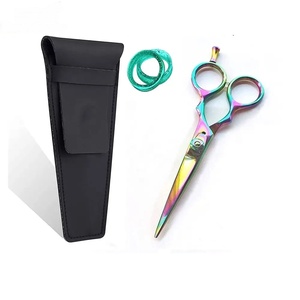Tijeras de Peluquería Profesionales Duraderas de Acero Inoxidable 4Cr13 con Punta Afilada para Diestros, Mango Largo, 28 Dientes, Rojas, Red Hair Salon S Network - Product Image 1