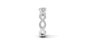 Aarinya Lab-Grown Diamond Heart-Cut 925 <b>Silver</b> Solitaire Infinity Ring Interlocking Pave <b>Ribbon</b> Heart Diamond Engagement Ring - Product Image 3