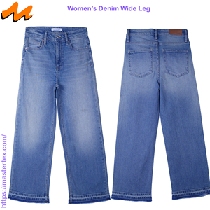 Pantalones Anchos Básicos para Mujer, Cinco Bolsillos, Dobladillo Deshilachado, Elegantes, Lavados, Tela de Algodón y Spandex, 10.85 OZ - Product Image 3