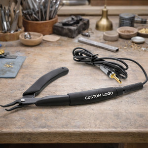 Pince à pincettes de précision premium à pointe large coudée pour micro-soudure de bijoux permanents, en acier inoxydable antistatique - Product Image 1