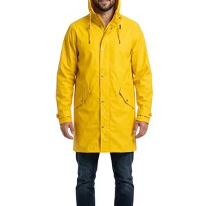 Vestes de pluie professionnelles de qualité supérieure, imperméables, coupe-vent, haute visibilité, couleur jaune néon, conformes aux normes de sécurité. - Product Image 5