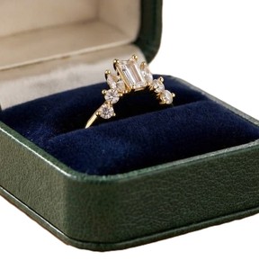 Baguette Marquise and Round Cut Lab Grown Diamond Classic Tiara Style Band 10K 14K 18K Solid Gold Diamond Engagement Bridal <b>Ring</b> - Product Image 4
