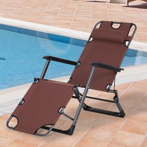 Lettino Pieghevole Moderno da Esterno con Poggiapiedi Regolabile e Cuscino per la Testa, in Ferro e Rete, Arredo Elegante per il Relax - Product Image 2
