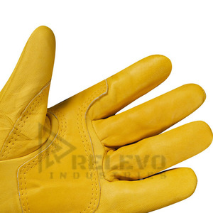 Gants de sécurité de travail robustes en cuir de mouton jaune, antidérapants, résistants à l'usure, de qualité supérieure, résistants aux coupures - Product Image 5