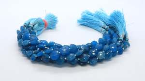 Perles d'apatite bleu néon naturel facettées, taille hexagonale, 8-9 mm, perles de pierres précieuses d'apatite bleue de forme fantaisie pour la fabrication de bijoux - Product Image 2