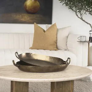 Round <b>Ceramic</b> Eco-Friendly Serving <b>Plate</b> Handmade Vintage Style Solid Gold Finish Decorative Tray for Party Home Accessories - Product Image 2