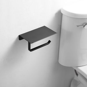 Porte-papier hygiénique à un poteau avec étagère murale Distributeur de mouchoirs en papier en acier inoxydable nickel brossé Accessoire essentiel de bain - Product Image 4