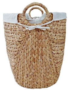Cesto de ropa rectangular tejido ecológico con organizador de tela para el hogar - Product Image 2