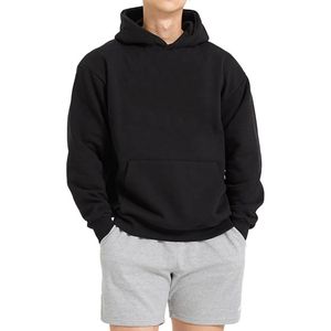 Sudadera con Capucha Verde Oliva para Hombre, Corte Holgado, Informal, de Felpa, Color Sólido, para Otoño - Product Image 3