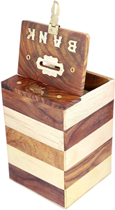 Handmade Wooden Square Savings <b>Box</b> <b>with</b> Padlock Coin Money Bank <b>Cash</b> Budget Storage <b>Box</b> Decorative Wooden Piggy Bank for Home - Product Image 5