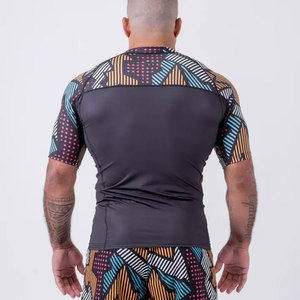 Men's Long Sleeve Rash Guard Black <b>White</b> Stripe Quick Dry <b>Compression</b> <b>Shirt</b> MMA BJJ Grappling Base Layer Sport Top - Product Image 4