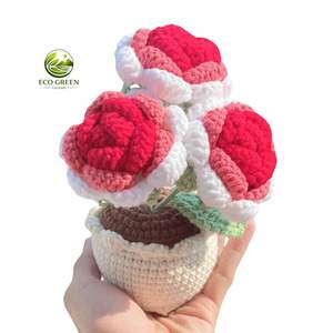 Maceta de Flores de Ganchillo Amigurumi Hecha a Mano con Corazón Abrazador de No Me Olvides para Alivio del Estrés, Regalo para Mamá, Unisex, 100% - Product Image 2