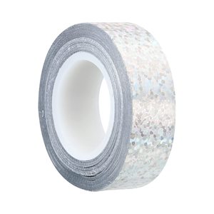 Holographic Rainbow Reflective Deterrent Tape Silver <b>Flower</b> Pattern Waterproof Self Adhesive Iridescent Masking Tape for Crafts - Product Image 2