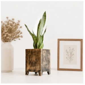 Jardinera Cuadrada Rústica de Madera, Hecha a Mano, de Madera de Pino Sólido, Maceta para Suculentas de Interior, Decoración Moderna y Ecológica para Escritorio - Product Image 6