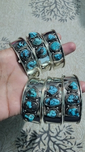 925 Sterling <b>Silver</b> Turquoise Vintage Native Handcuff <b>Cuff</b> <b>Bracelet</b>-Unisex Gift Jewelry - Product Image 3