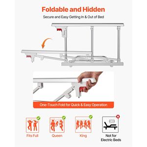 Barre d'assistance de lit pliable à hauteur réglable avec 28 sangles, haute résistance, pour personnes âgées, dispositif d'aide au lit - Product Image 2