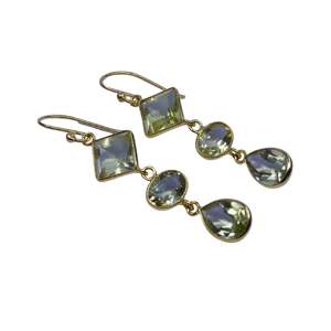 Joyería de Plata de Ley 925 Chapada en Oro para Bodas, Juego de Aretes con Gemas de Topacio Limón para Mujer - Product Image 3