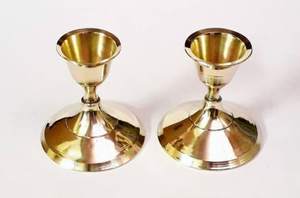 Porte-bougie en laiton classique, support pour bougies chauffe-plat et bougies coniques en métal poli - Product Image 4