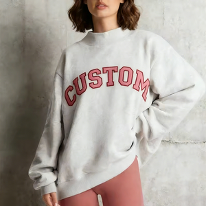 Sudadera Blanca Extra Grande para Mujer con Cuello Alto Simulado, Estampado Gráfico Personalizado, Forro Polar Premium, Manga Larga - Product Image 2