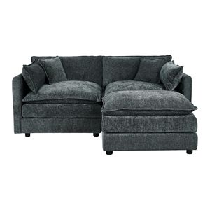 Set di Due Divani Grigi per Soggiorno con Poggiapiedi, Elegante Set di Arredamento per la Casa 2018 - Product Image 1