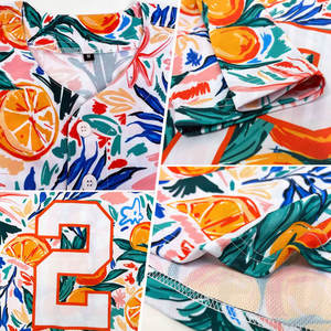 Custom Women's Summer Baseball Jersey V-Neck Short Sleeve Floral Print Breathable Polyester Sportswear Uniform Teamname 00 - Product Image 3