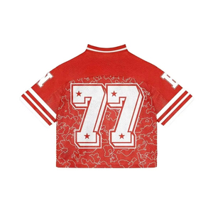 Maillot de football américain unisexe à col en V, manches courtes, imprimé floral sublimé, respirant, vêtements de sport, taille adulte, fabrication OEM - Product Image 5