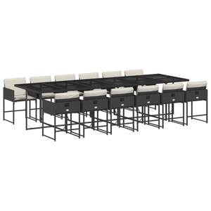 Ensemble de salle à manger de jardin pliable 12 places en rotin PE noir - Product Image 2