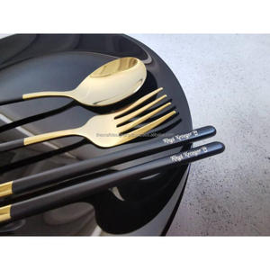 Ensemble de couverts en or, fournitures pour hôtels et restaurants, cuillère, fourchette et baguettes dorées, ensemble de 3 pièces, couverts de luxe, compatibles lave-vaisselle - Product Image 5