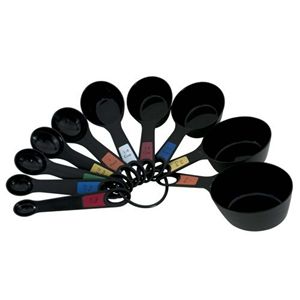 Juego Profesional de 10 Tazas y Cucharas Medidoras de Plástico Apilables, Color Negro - Product Image 2