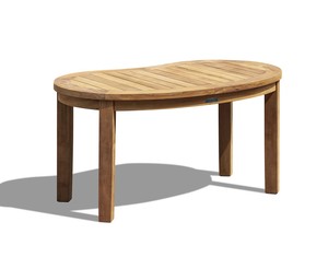 Table basse moderne d'extérieur en teck massif recyclé, en forme de demi-lune ou de pouce de chat, pour patio, jardin et balcon - Product Image 5