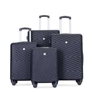4 pezzi ABS Set bagaglio leggero 24/28 pollici con ruote rotanti e TSA Black-(16/20/24/28) - Product Image 1