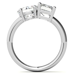 Bague de fiançailles en moissanite taille émeraude et taille Asscher 3TCW, style célébrité, bague Toi et Moi en or blanc 14K - Product Image 6