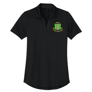 Polo Negro AKA de Alto Rendimiento para Mujer, Camiseta de Golf de Manga Corta que Absorbe la Humedad, Top Informal para Hermandades Griegas - Product Image 1