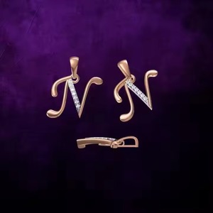 สร้อยคอจี้ตัวอักษร N ชุบทองคำสีกุหลาบ ประดับเพชรคิวบิกเซอร์โคเนียแบบฝังเรียบง่าย วัสดุอัลลอยด์ เครื่องประดับสำหรับทุกเพศ - Product Image 2