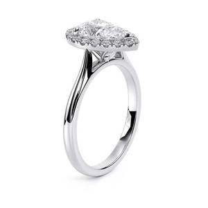 Bague de fiançailles en or massif 14 carats avec diamant de laboratoire taille poire et halo, plaqué rhodium, bague de mariage en forme de goutte d'eau, certifiée IGI pour femme - Product Image 5