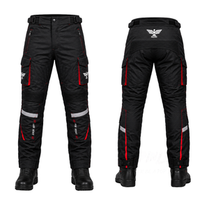 Unisex <b>Black</b> Motorcycle Racing Pants with Red Accents Breathable Design Polyester/Nylon Fabric Air <b>Vent</b> for All Seasons Wear - Product Image 1
