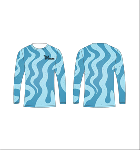 Chemise de pêche à séchage rapide à motif vague bleue, manches longues, t-shirt de sport par sublimation - Product Image 3