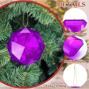 Set di 4 Decorazioni Natalizie Rettangolari in Acrilico con Glitter, Ornamenti da Appendere all'Albero di Natale, 3,9 "-6,2" - Product Image 4