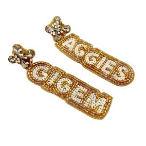 Aggies Gigem Boucles d'oreilles en perles pour femmes Style vintage Patriotique Orange Blanc Bleu pour les mariages ou les jours commémoratifs - Product Image 1