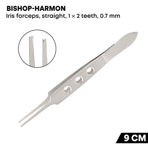 Forceps Bishop Harmon Iris droits, 1×2 dents, 0,7 mm, acier inoxydable allemand, instrument chirurgical ophtalmique - Product Image 2
